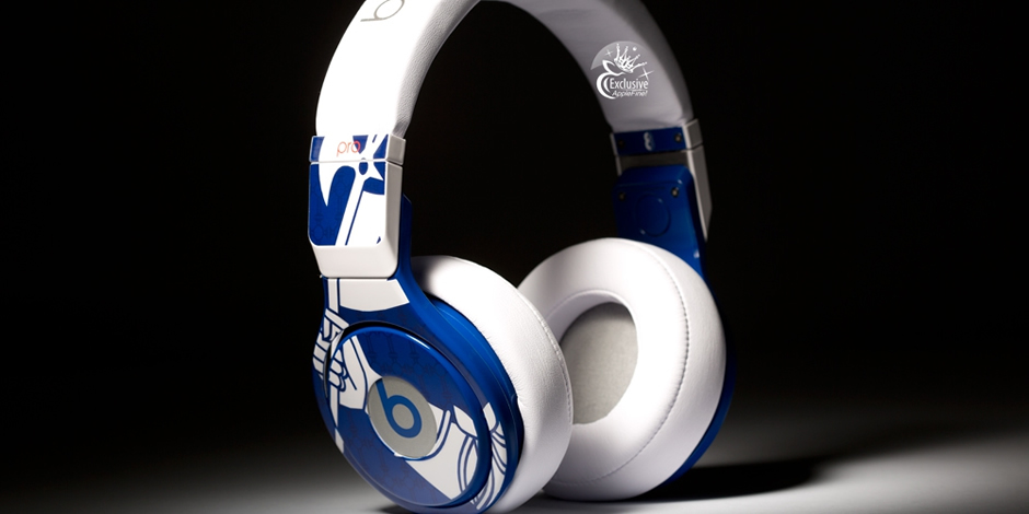Купить Эксклюзивные наушники Beats Pro аэрография синие с белым